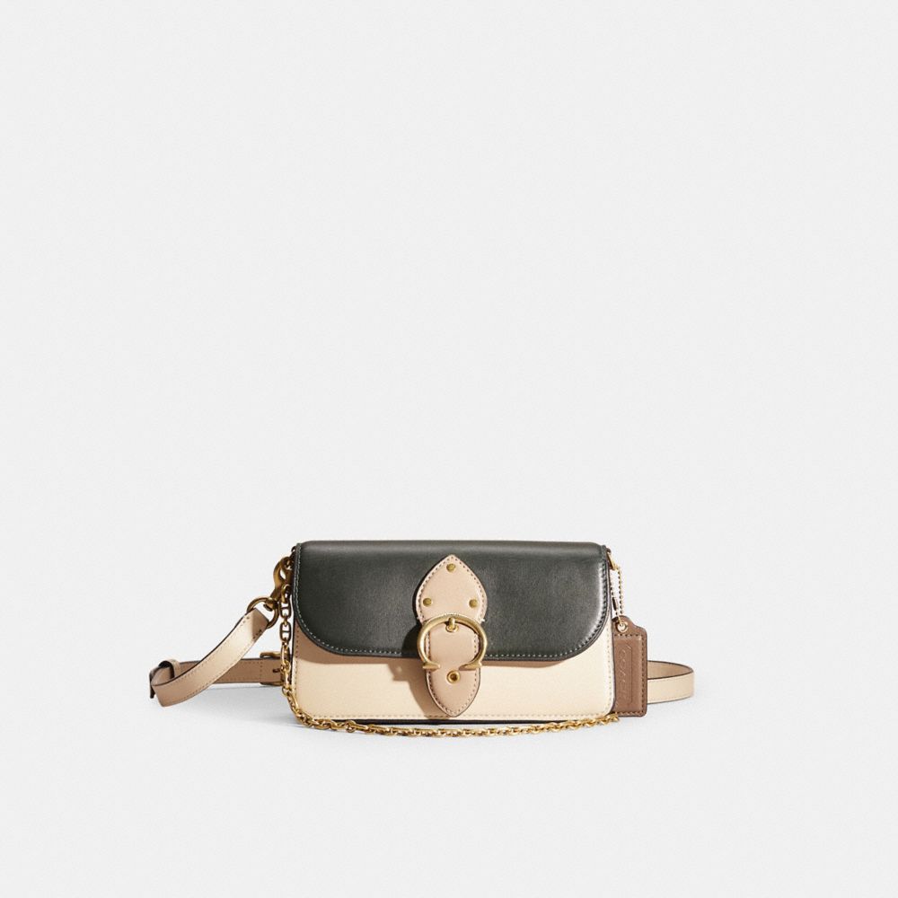 Coach Restored Beat Crossbody Clutch In Colorblock In Brass/amazon Green Multi