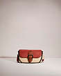 COACH®,RESTORED BEAT CROSSBODY CLUTCH IN COLORBLOCK,Glovetanned Leather,Mini,Pewter/Red Sand Ivory Multi,Front View
