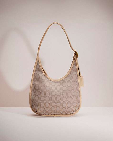 COACH®,RESTORED ERGO SHOULDER BAG IN SIGNATURE JACQUARD,Large,Brass/Stone Ivory,Front View
