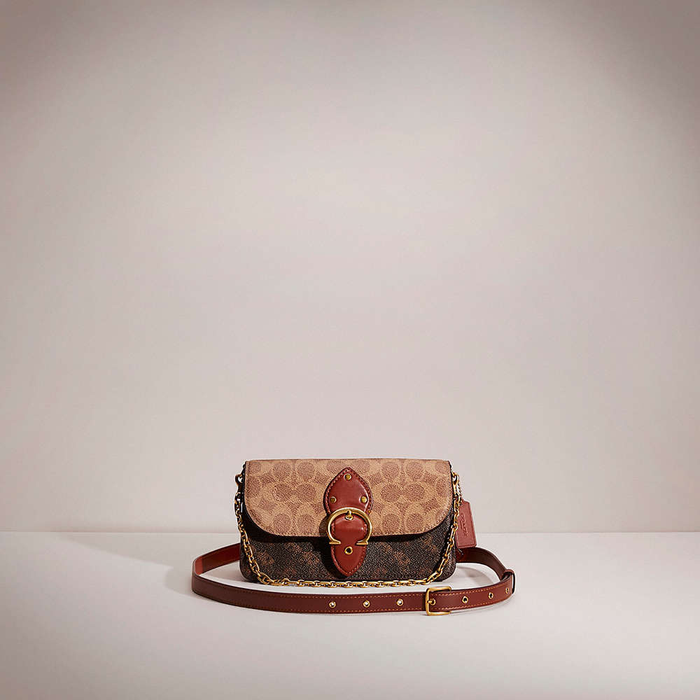 Coach Restored Beat Crossbody Clutch In Signature Canvas With Horse And Carriage Print In Brown