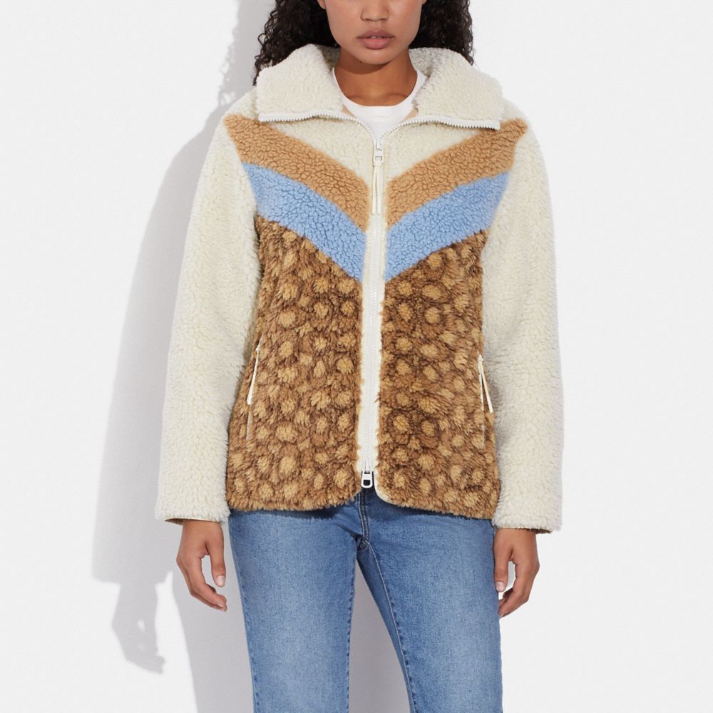 COACH®,SHERPA SIGNATURE JACKET,Cream Multi,Scale View