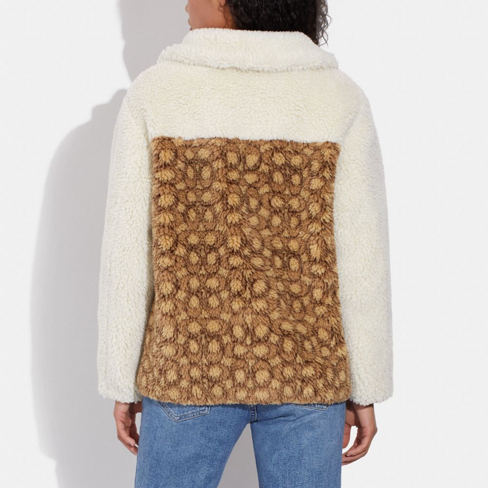 COACH®,Sherpa Signature Jacket,Teddy,Color Block,Pattern,Casual,Multi Color,Scale View