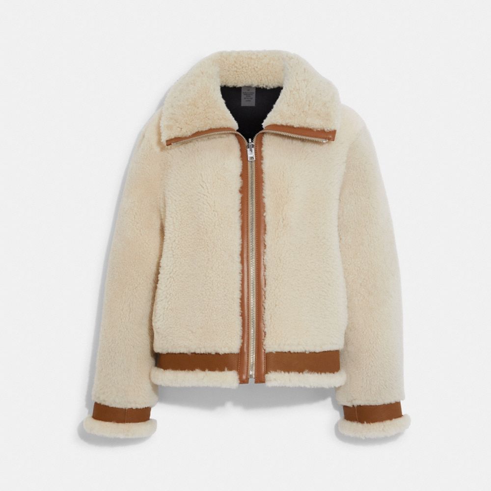 Short shearling outlet coat