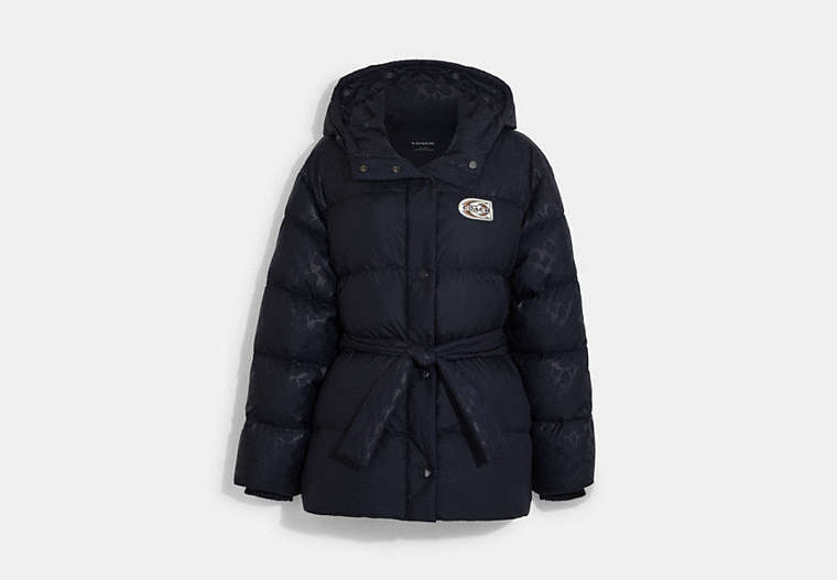 COACH®,DOWN PILLOW JACKET,Polyester,Navy,Front View