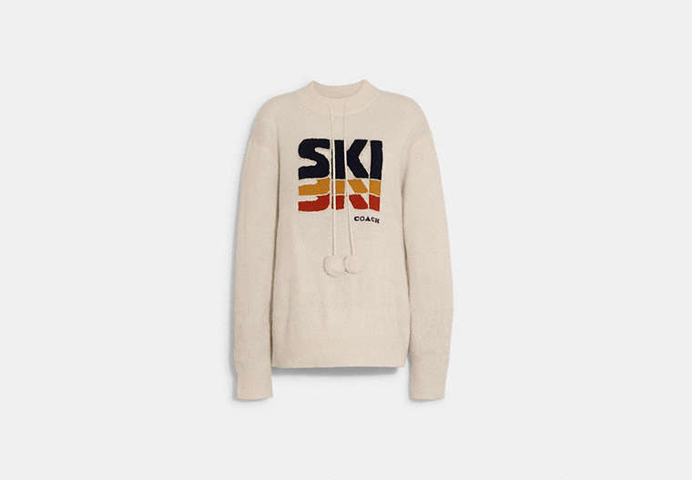 COACH®,SKI SWEATER,Ivory,Front View image number 0