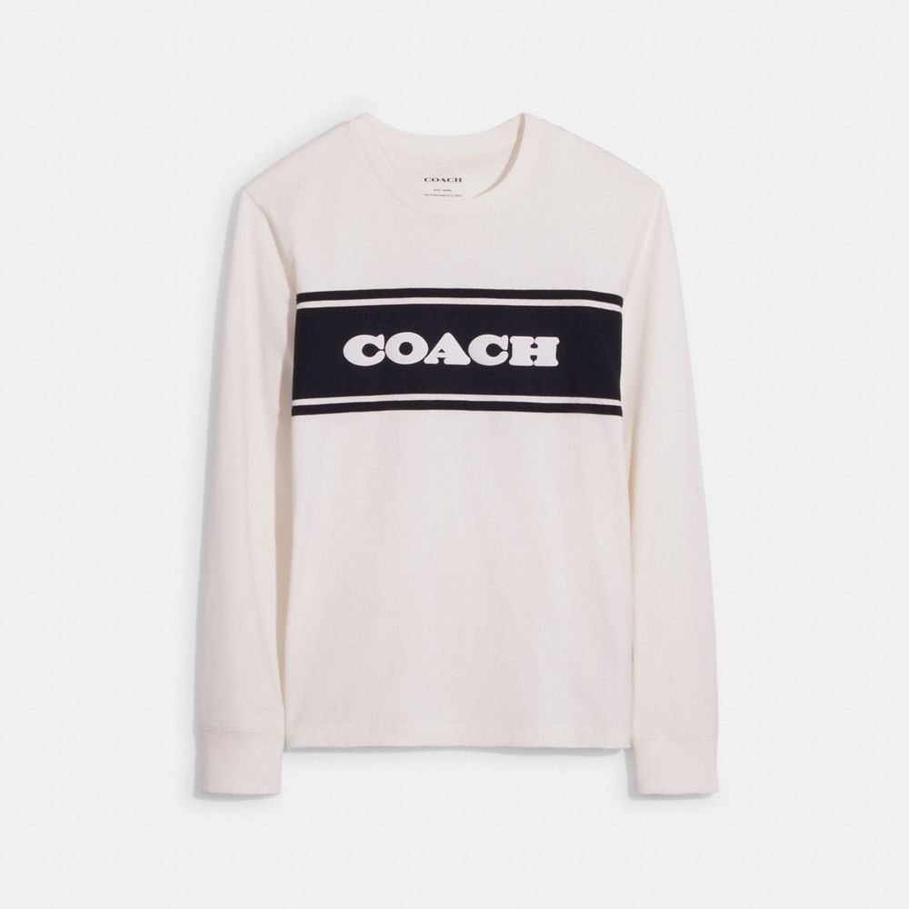 COACH®,T-SHIRT À MANCHES LONGUES SPORTY COACH,Blanc,Front View