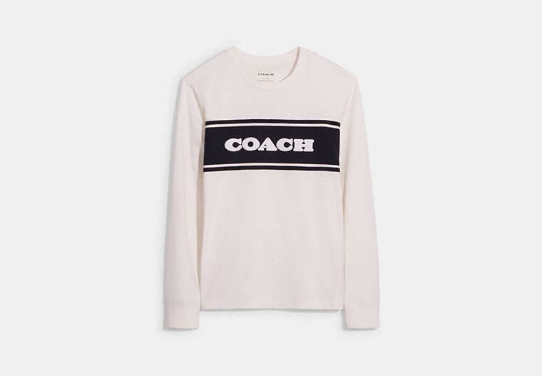 COACH®,SPORTY COACH LONG SLEEVE SHIRT,White,Front View