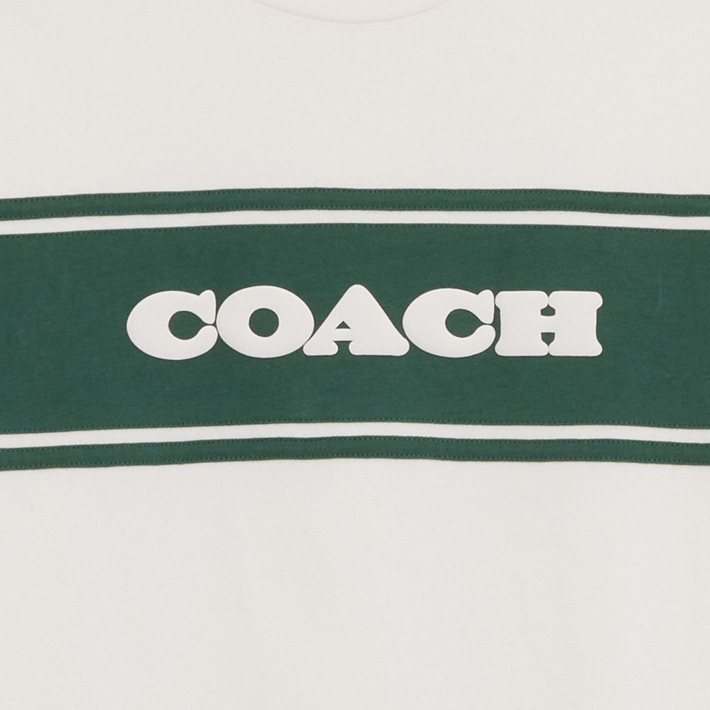 COACH®,SPORTY COACH LONG SLEEVE SHIRT,White/Green