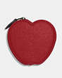 COACH®,APPLE COIN POUCH,Crossgrain Leather,Gunmetal/1941 Red,Front View