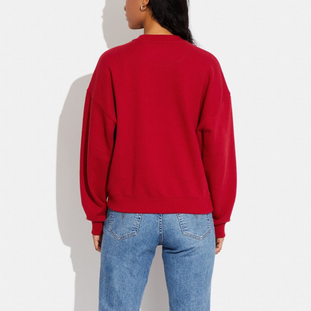 COACH®,LUNAR NEW YEAR RABBIT AND CARRIAGE CREWNECK SWEATSHIRT,1941 Red,Scale View