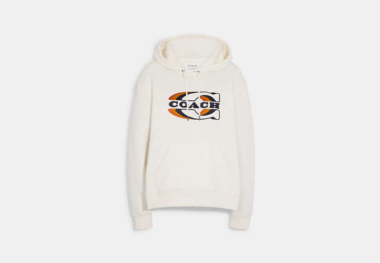 COACH®,SPORTY COACH HOODIE,White,Front View image number 0