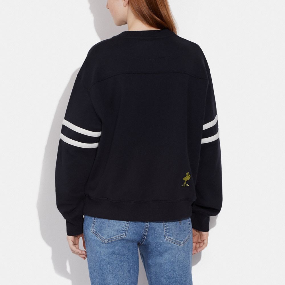 COACH®,COACH X PEANUTS SNOOPY LIGHTS CREWNECK,Navy,Scale View