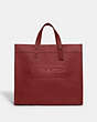 COACH®,FIELD TOTE 40 WITH COACH BADGE,Polished Pebble Leather,X-Large,Ruby Red,Front View