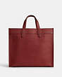 COACH®,FIELD TOTE 40 WITH COACH BADGE,Polished Pebble Leather,X-Large,Ruby Red,Back View