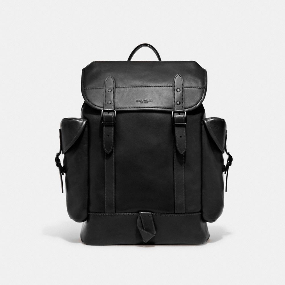 COACH®,HITCH BACKPACK,Leather,Large,Black,Front View