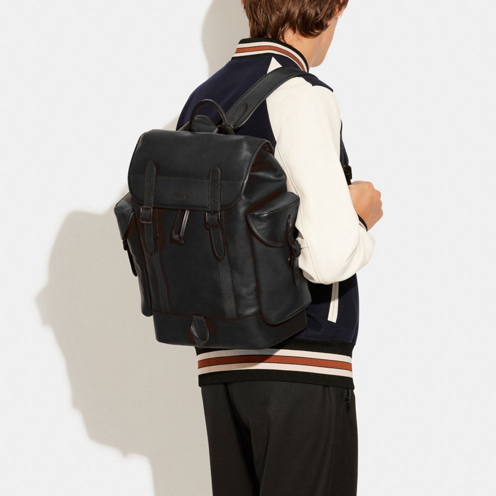 Mens coach store leather backpack