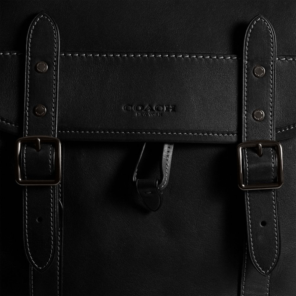 COACH®,Hitch Backpack,Mesh,Leather,Backpack,Logo,Embossed,Adjustable,Casual,Black,Closer View