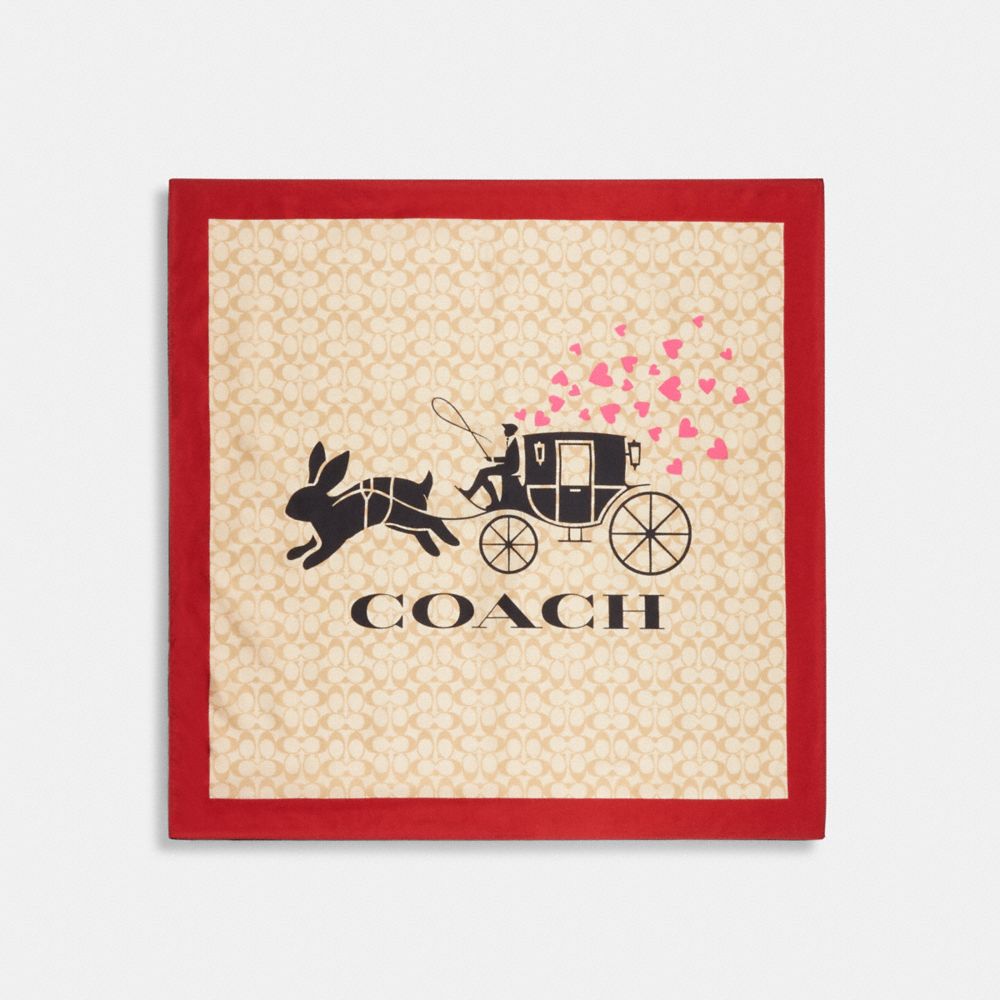 COACH®,Lunar New Year Signature Rabbit And Carriage Print Silk Bandana,,Front View