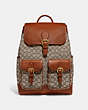 COACH®,FRANKIE BACKPACK IN SIGNATURE TEXTILE JACQUARD,Signature Jacquard,X-Large,Cocoa,Front View