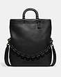 COACH®,ROWE FOLDOVER TOTE,Pebble Leather,Large,Black,Front View