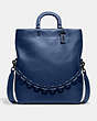 COACH®,ROWE FOLDOVER TOTE,Pebble Leather,Large,Deep Blue,Front View