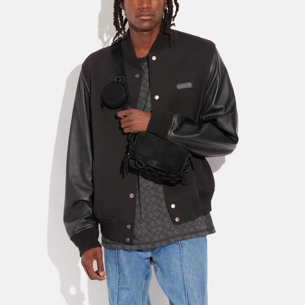 COACH®,Charter Crossbody Bag With Hybrid Pouch,Leather,Coin,Crossbody,Logo,Embossed,Chain Detail,Casual,,Detail View