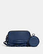 COACH®,CHARTER CROSSBODY WITH HYBRID POUCH,Pebbled Leather,Mini,Deep Blue,Front View