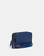 COACH®,CHARTER CROSSBODY WITH HYBRID POUCH,Pebbled Leather,Mini,Deep Blue,Angle View