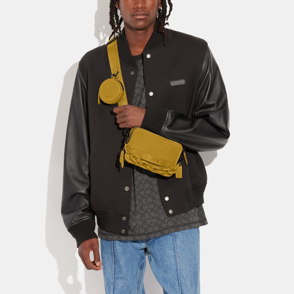 COACH®,Charter Crossbody Bag With Hybrid Pouch,Leather,Crossbody,Coin,Logo,Chain Detail,Embossed,Casual,,Detail View
