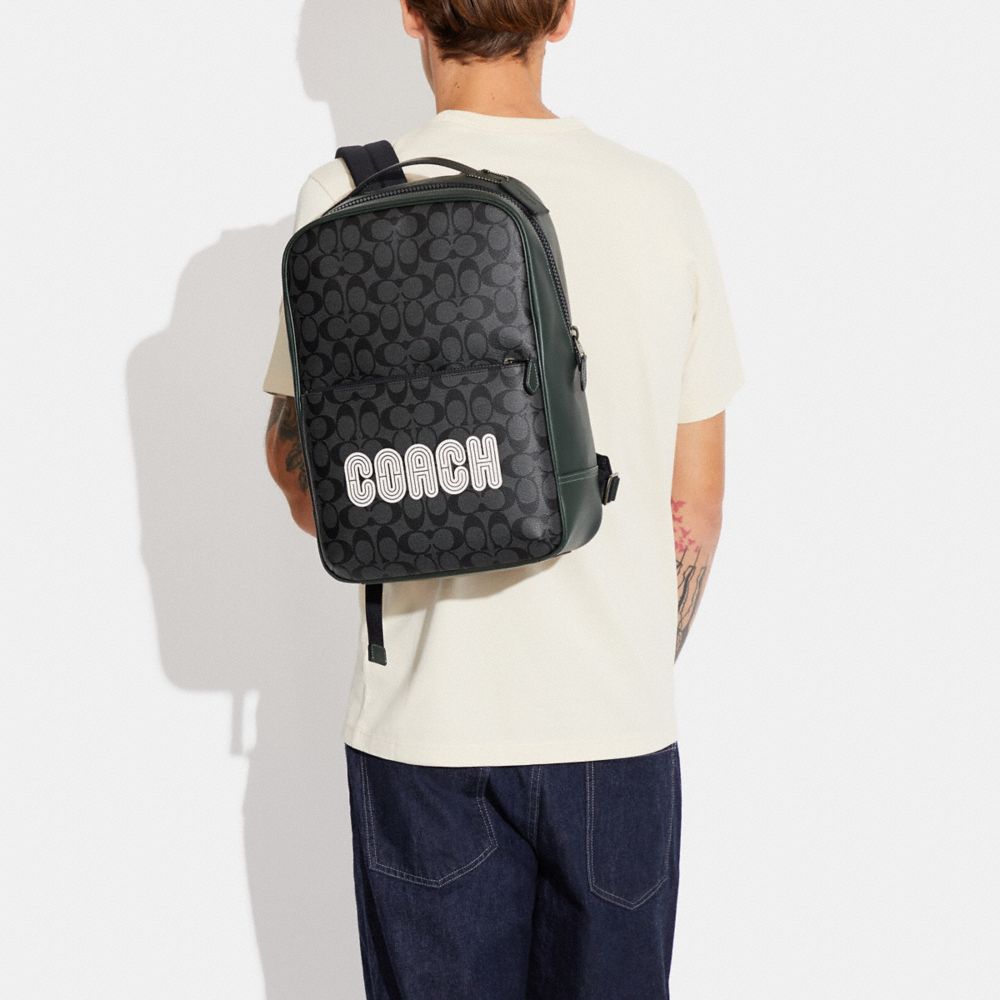COACH®,Westway Backpack In Colorblock Signature Canvas With Coach Patch,,Detail View
