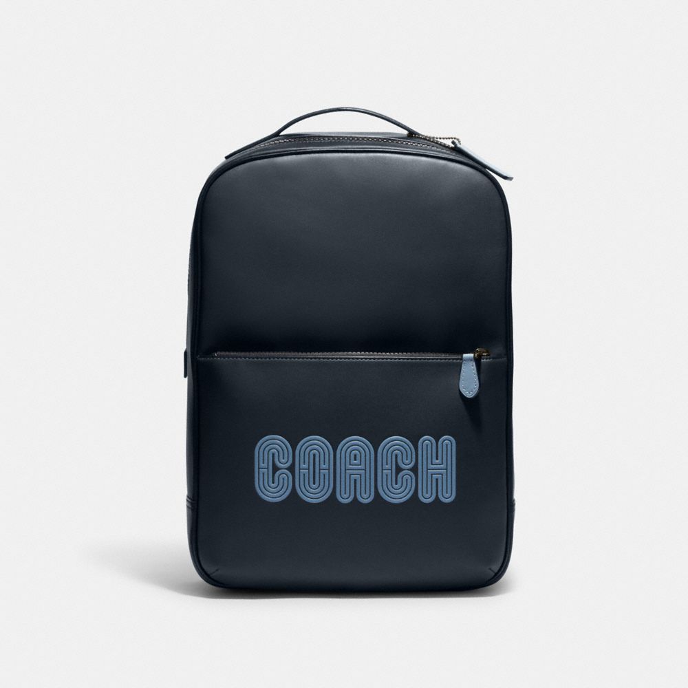 COACH®,WESTWAY BACKPACK IN COLORBLOCK WITH COACH PATCH,X-Large,Black Antique Nickel/Midnight/Black,Front View