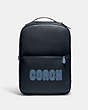 COACH®,WESTWAY BACKPACK IN COLORBLOCK WITH COACH PATCH,Smooth Calf Leather,Large,Black Antique Nickel/Midnight/Black,Front View