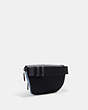 COACH®,WESTWAY BELT BAG IN COLORBLOCK WITH COACH PATCH,Smooth Calf Leather,Small,Black Antique Nickel/Cornflower/Midnight,Angle View