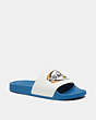 COACH®,ULI SPORT SLIDE WITH STAMP,Chalk/ Sky Blue,Front View