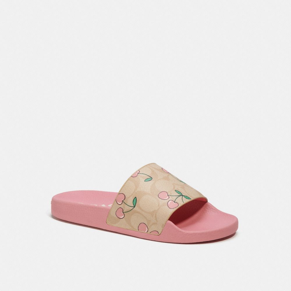 COACH Uli Sport Slide In Signature Canvas With Heart Cherry Print