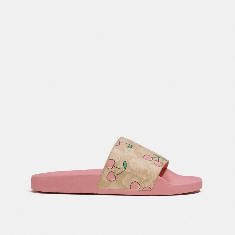 COACH Uli Sport Slide In Signature Canvas With Heart Cherry Print