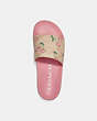 COACH®,ULI SPORT SLIDE IN SIGNATURE CANVAS WITH HEART CHERRY PRINT,Khaki/Pink,Inside View,Top View