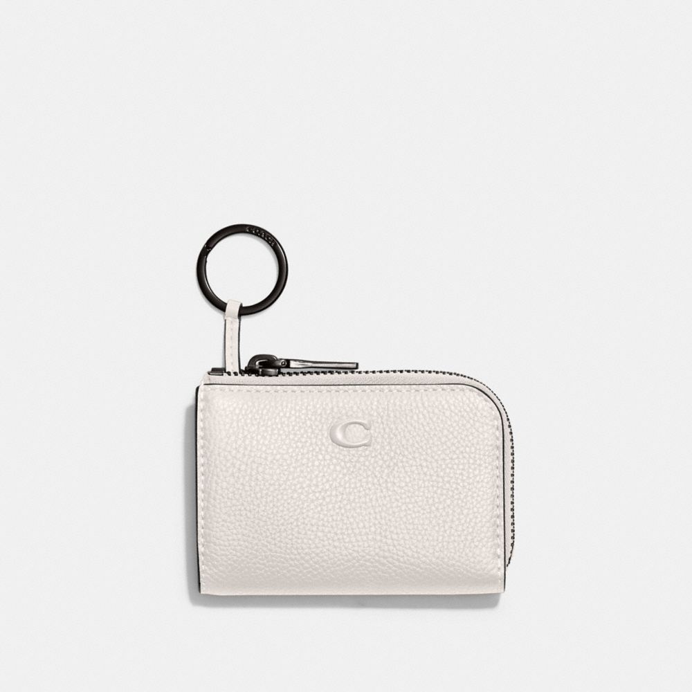 COACH®,L-ZIP CAR KEY CASE,Mini,Chalk,Front View image number 0