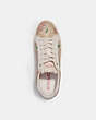 COACH®,CLIP LOW TOP SNEAKER IN SIGNATURE CANVAS WITH HEART CHERRY PRINT,pvc,Khaki/Pink,Inside View,Top View