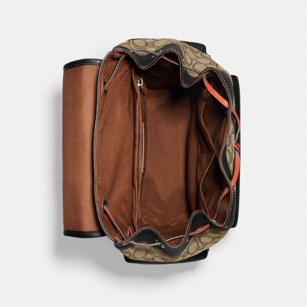 COACH®,SAC À DOS SPRINT EN JACQUARD SIGNATURE,Toile exclusive,Nickel Noir Patiné/Kaki/Noir multi,Inside View,Top View