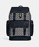 COACH®,SPRINT BACKPACK IN SIGNATURE JACQUARD,Refined Pebble Leather,Everyday,Black Antique Nickel/Navy/Midnight,Front View