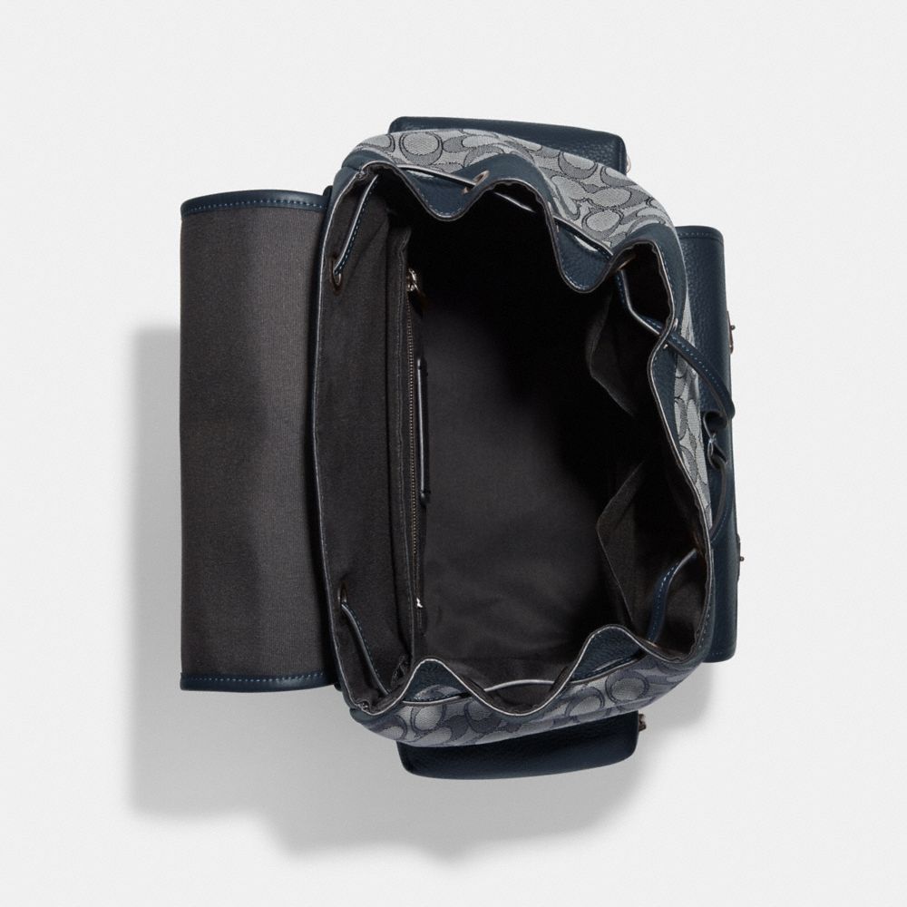 COACH®,Sprint Backpack In Signature Jacquard,Leather,Cotton Blend,Calfskin Leather,Recycled Polyester,Backpack,Mixed Media...,Multi Color,Inside View,Top View