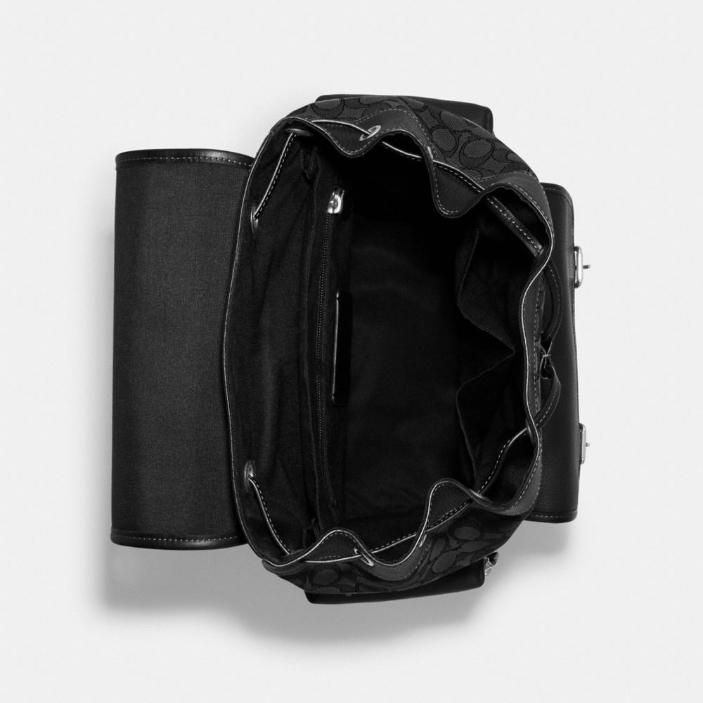 COACH®,Sprint Backpack In Signature Jacquard,Calfskin Leather,Cotton Blend,Recycled Polyester,Leather,Backpack,Mixed Media...,Multi Color,Inside View,Top View