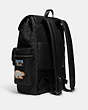 COACH®,SPRINT BACKPACK IN SIGNATURE JACQUARD WITH SKI PATCHES,Gunmetal/Charcoal/Black Multi,Angle View