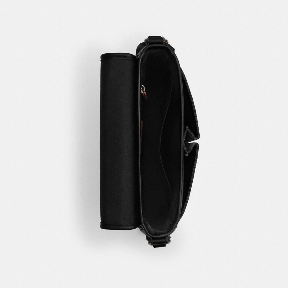 COACH®,Sprint Map Bag 25 In Signature Jacquard,Recycled Polyester,Calfskin Leather,Leather,Cotton Blend,Crossbody,Logo,Mix...,Multi Color,Inside View,Top View