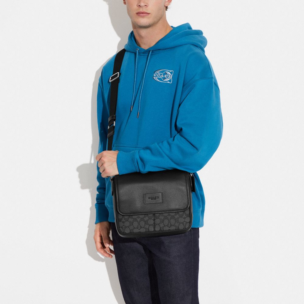 COACH®,Sprint Map Bag 25 In Signature Jacquard,Cotton Blend,Recycled Polyester,Calfskin Leather,Leather,Crossbody,Logo,Col...,Multi Color,Detail View