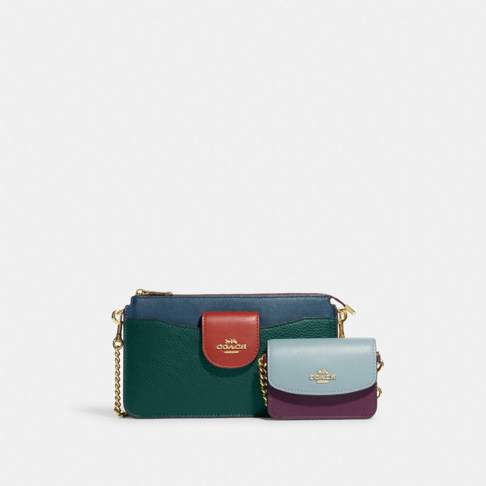 Coach Poppy Crossbody With Card Case In Blocked Signature Canvas