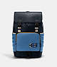 COACH®,TRACK BACKPACK WITH QUILTING AND COACH STAMP,X-Large,Black Antique Nickel/Sky Blue/Midnight Multi,Front View