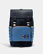 COACH®,TRACK BACKPACK WITH QUILTING AND COACH STAMP,X-Large,Black Antique Nickel/Sky Blue/Midnight Multi,Front View