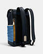 COACH®,TRACK BACKPACK WITH QUILTING AND COACH STAMP,X-Large,Black Antique Nickel/Sky Blue/Midnight Multi,Angle View